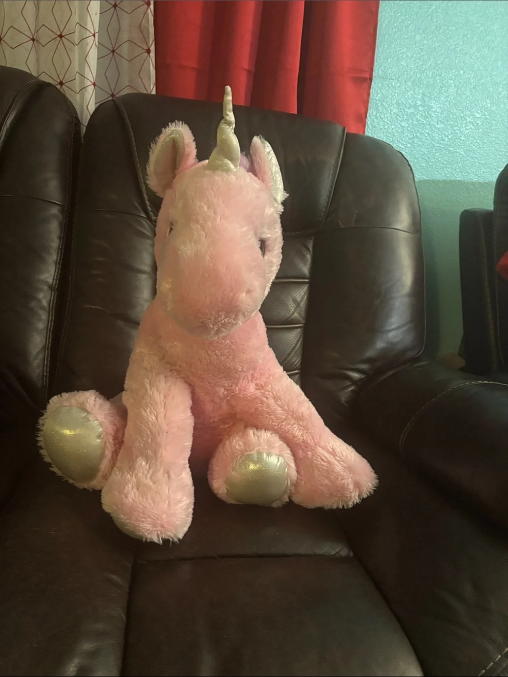 Justice Pink Unicorn Plush with Shiny Silver Hooves and Horn